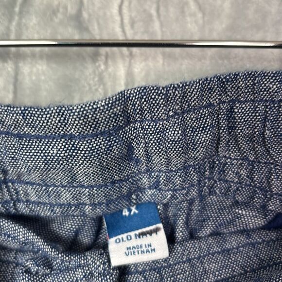 Old Navy Blue Linen Blend Drawstring Cropped Ankle Pants Size 4x - Picture 8 of 11